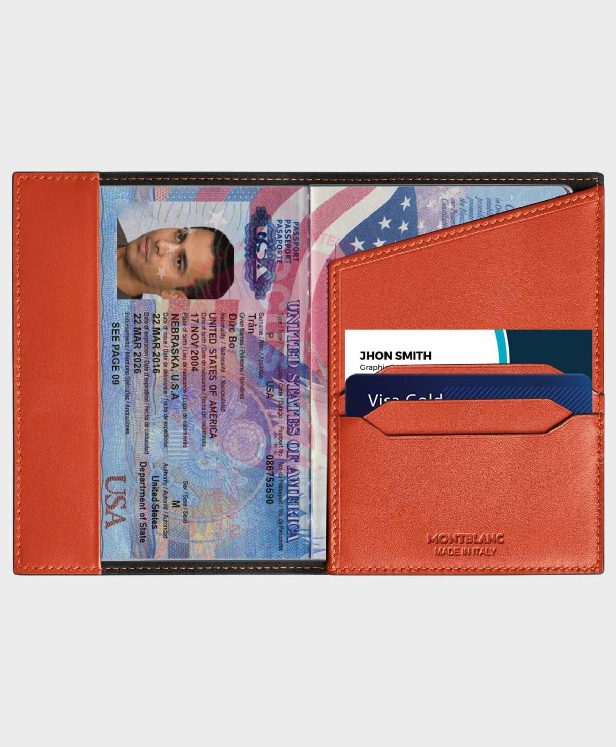 Bao da đựng passport hàng hiệu Montblanc 199430