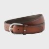 Dây lưng Montblanc màu nâu bản Horseshoe Buckle Belt 118413