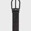 Giá dây nịt Montblanc Horseshoe Buckle Black 35 mm Leather Belt MB129023