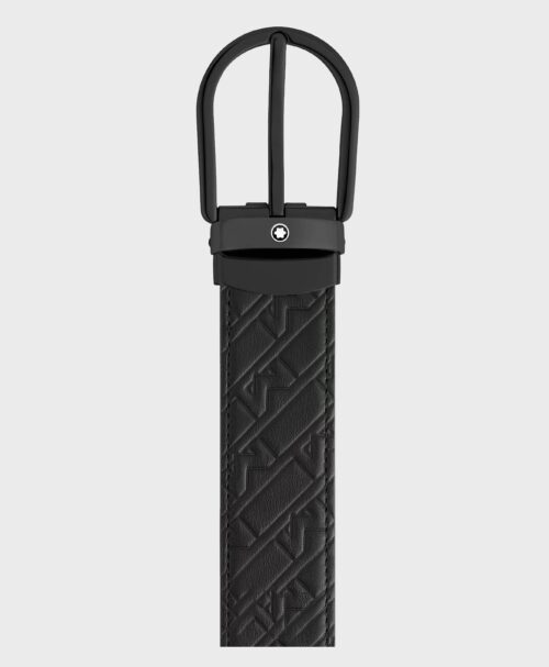 Giá dây nịt Montblanc Horseshoe Buckle Black 35 mm Leather Belt MB129023