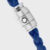 Montblanc Bracelet Steel 3 Rings Closing and Blue Leather MB130899