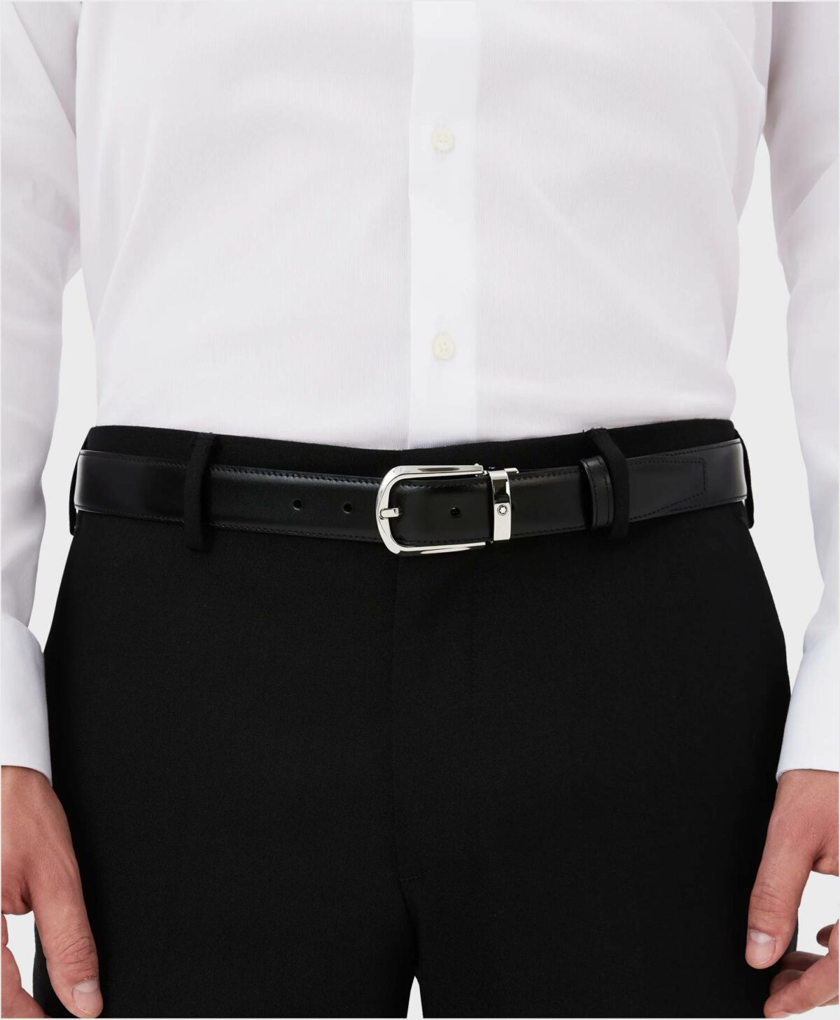 Montblanc Horseshoe Buckle Black/Brown 30 mm Reversible Leather Belt MB114412