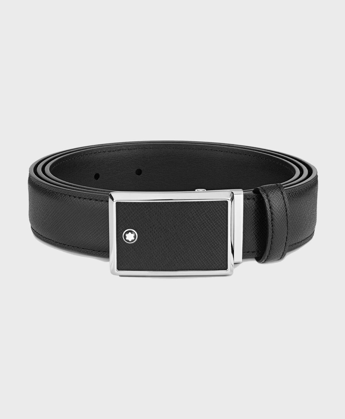 Thắt lưng bản 3cm Montblanc Black Saffiano Leather Belt 114421
