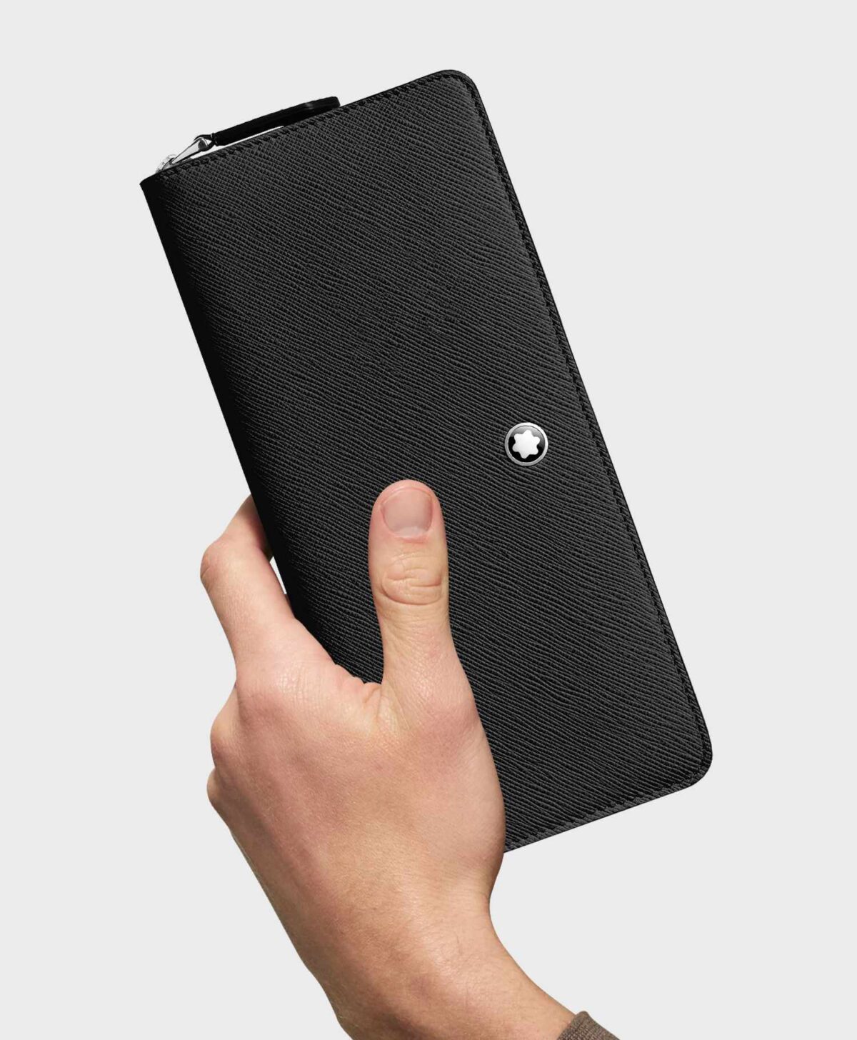 Trên tay mẫu bao da kiêm ví cho điện thoại Montblanc 130749
